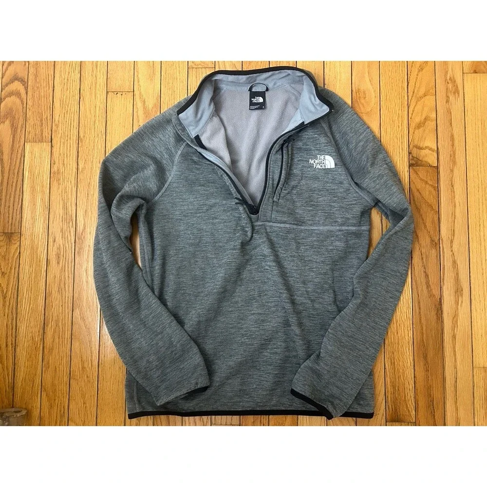 The North Face Men’s Size Medium Gray Fleece 1/4 Zip Pullover Sweatshirt Warm